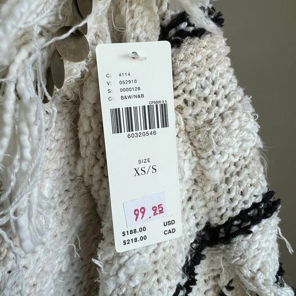Anthropologie Coastal Boho Oversized Fringe Poncho Sweater Tunic Top NWT NEW - Picture 9 of 12